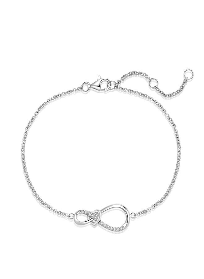 FANCIME Infinity Endless Love Bracelet For Women 925 Sterling Sliver White Gold Plated Dainty Simulated Diamond Infinity Symbol Jewelry Anniversary Birthday Gifts for Women Mom - Image 1