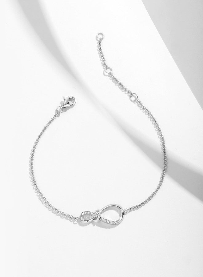 FANCIME Infinity Endless Love Bracelet For Women 925 Sterling Sliver White Gold Plated Dainty Simulated Diamond Infinity Symbol Jewelry Anniversary Birthday Gifts for Women Mom - Image 4