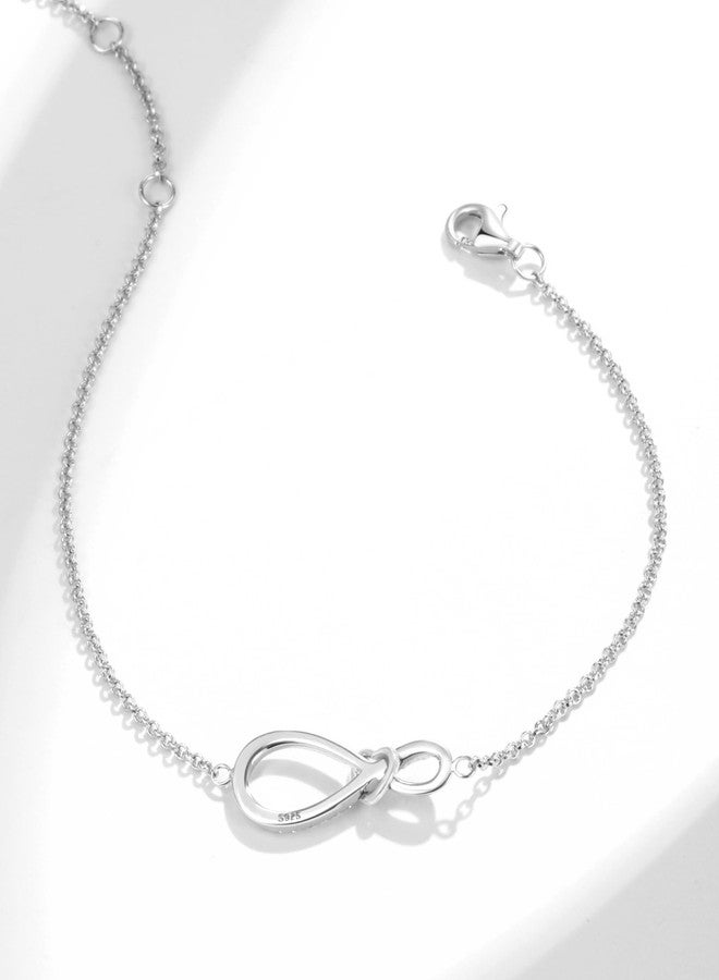 FANCIME Infinity Endless Love Bracelet For Women 925 Sterling Sliver White Gold Plated Dainty Simulated Diamond Infinity Symbol Jewelry Anniversary Birthday Gifts for Women Mom - Image 5