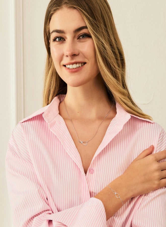 FANCIME Infinity Endless Love Bracelet For Women 925 Sterling Sliver White Gold Plated Dainty Simulated Diamond Infinity Symbol Jewelry Anniversary Birthday Gifts for Women Mom - Image 2