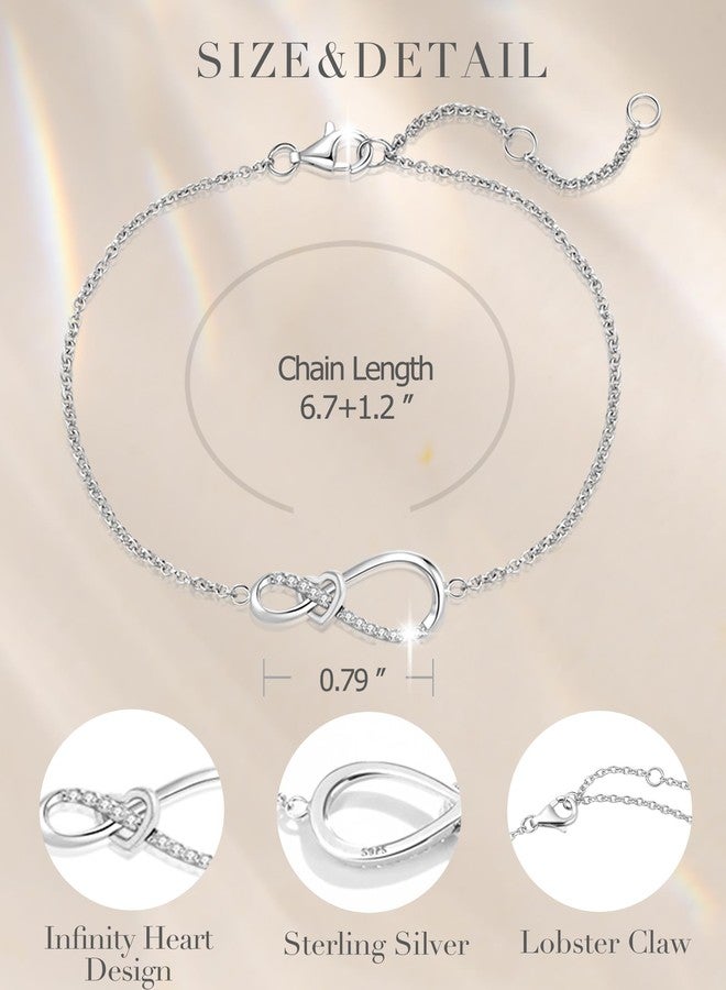 FANCIME Infinity Endless Love Bracelet For Women 925 Sterling Sliver White Gold Plated Dainty Simulated Diamond Infinity Symbol Jewelry Anniversary Birthday Gifts for Women Mom - Image 3