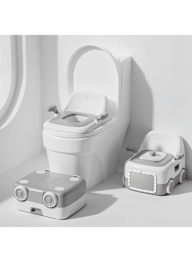 DUNISO كرسي تدريب الأطفال على استخدام المرحاض 3 في 1 للأطفال، مقعد مرحاض للأطفال مع ضوء LED، مقبض، وسادة PU وغطاء قابل للإغلاق، مقعد مرحاض للأطفال، قابل للإزالة، سهل التنظيف، للأطفال من 1-5 سنوات - Image 1