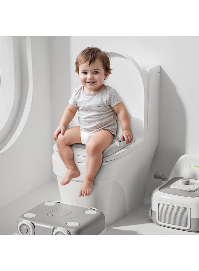 DUNISO كرسي تدريب الأطفال على استخدام المرحاض 3 في 1 للأطفال، مقعد مرحاض للأطفال مع ضوء LED، مقبض، وسادة PU وغطاء قابل للإغلاق، مقعد مرحاض للأطفال، قابل للإزالة، سهل التنظيف، للأطفال من 1-5 سنوات - Image 3