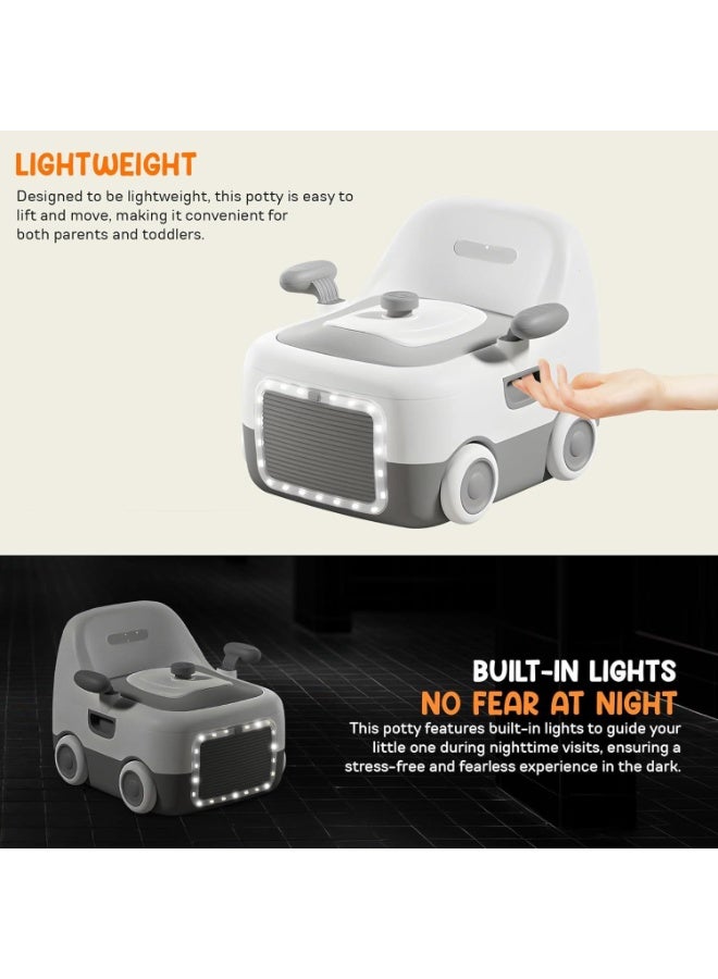 DUNISO كرسي تدريب الأطفال على استخدام المرحاض 3 في 1 للأطفال، مقعد مرحاض للأطفال مع ضوء LED، مقبض، وسادة PU وغطاء قابل للإغلاق، مقعد مرحاض للأطفال، قابل للإزالة، سهل التنظيف، للأطفال من 1-5 سنوات - Image 2