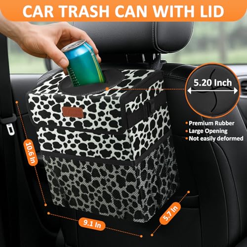 Vankor Car Trash Can for Car CuteBag Bin Hanging Waterproof Automotive Garbage Cans Leak Proof Vehicle Trash Can Cow Print - Image 3