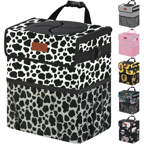 Vankor Car Trash Can for Car CuteBag Bin Hanging Waterproof Automotive Garbage Cans Leak Proof Vehicle Trash Can Cow Print - Image 1