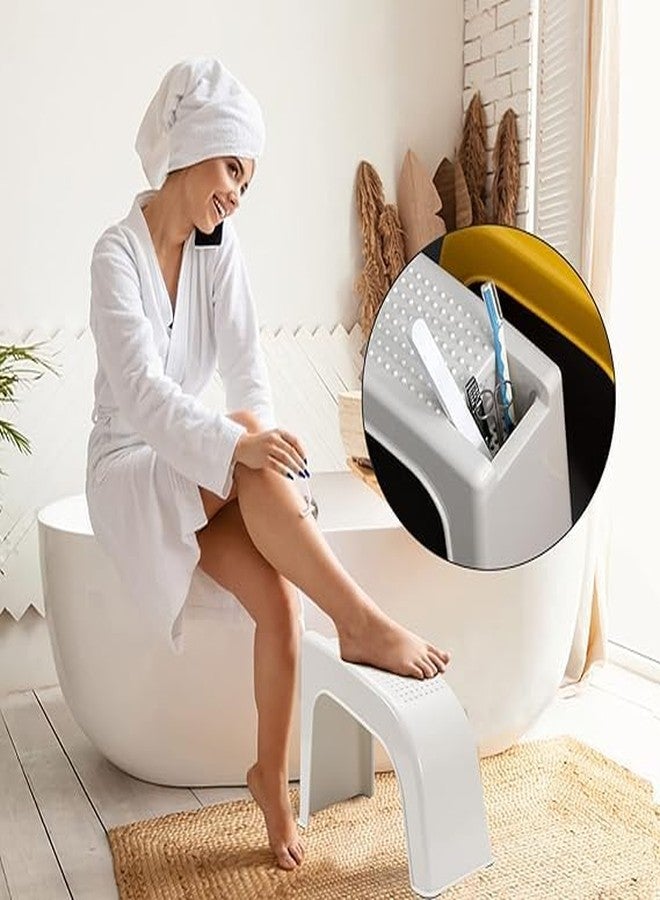 istore Shower Pedicure Chair with Footrest & Storage Non-Slip Footstool for Foot Care, Manicure & Pedicure Use Comfortable Foot Care Stool with Hidden Compartment for Home, Spa, or Salon Treatments - Image 3