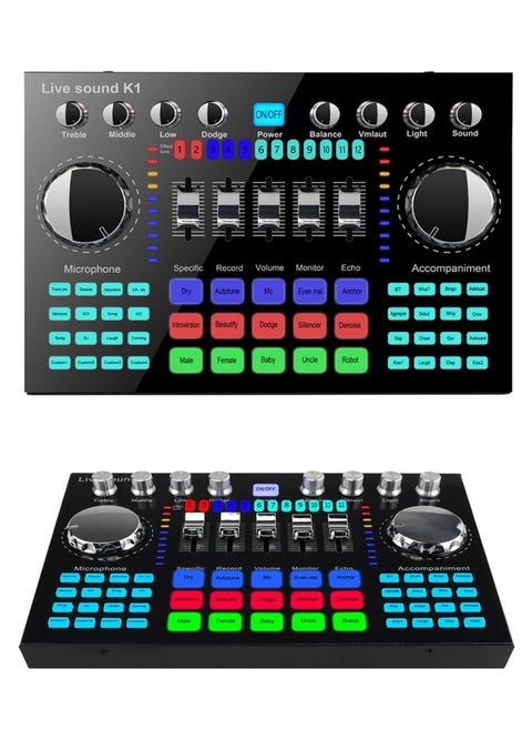 Live Broadcast Sound Card,Mini Mixing Board For Live Broadcasting,Portable Bluetooth Sound Card with Multiple Sound Effects,Kaledaka Music Recording Mixing Board