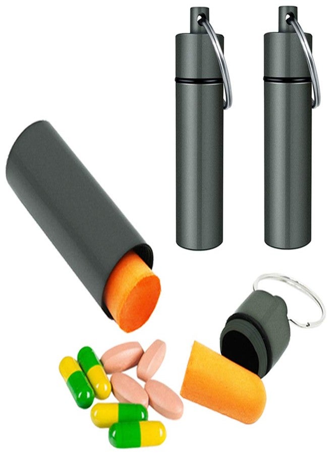 EFFIET 3 Packs Keychain Pill Holder, EFFIET Waterproof Pill Fob Case Box Outdoor Container for Emergency Medicine Drugs, Foam Earplug Storage Case with Ear Plugs (Matt Finished - Image 1