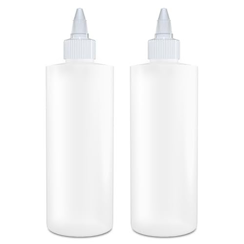BRIGHTFROM Twist Top Applicator Bottles, Squeeze 8 OZ Empty Plastic Bottles, Refillable, Open/Close Nozzle - Hair Coloring/Multi Purpose (Pack of 2) - Image 1