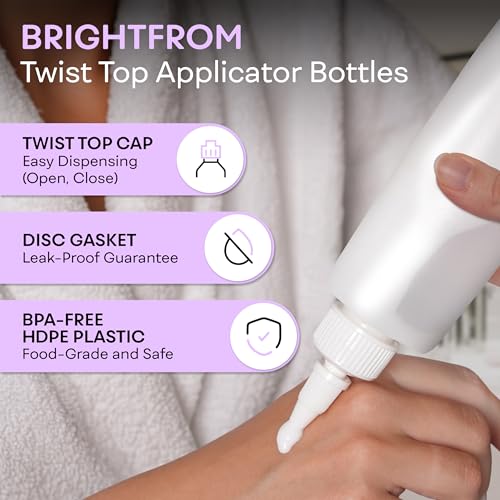 BRIGHTFROM Twist Top Applicator Bottles, Squeeze 8 OZ Empty Plastic Bottles, Refillable, Open/Close Nozzle - Hair Coloring/Multi Purpose (Pack of 2) - Image 2