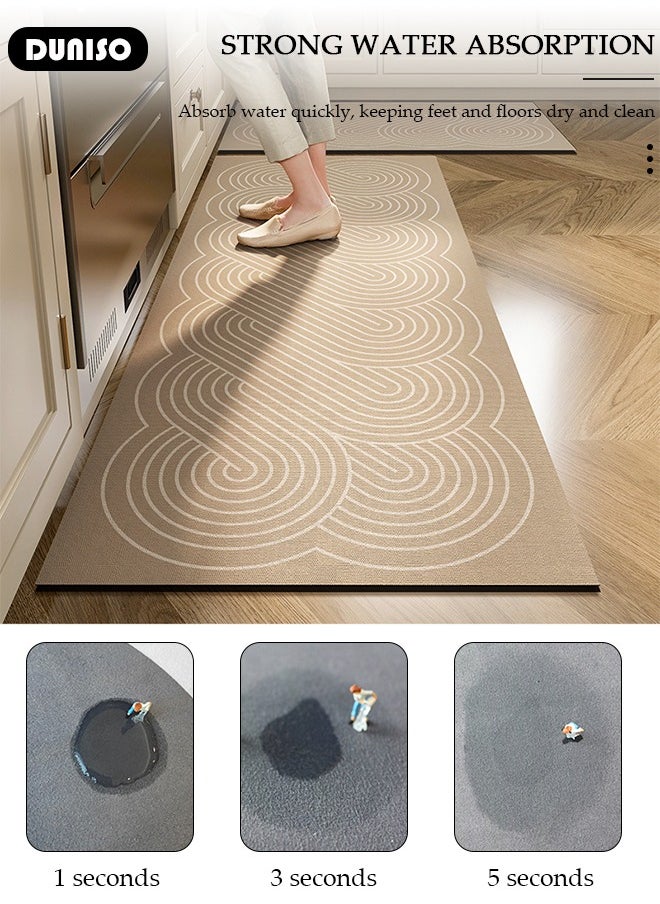DUNISO 2 PCS  Kitchen Mats and Rugs Set , Non Slip Heavy Duty Standing Mat, Quick Dry Diatom Mud Floor Mat,  Extra Soft and Absorbent Floor Mats for  Kitchen, Bath, Office, Laundry(40*60cm+40*120cm)  - Image 3