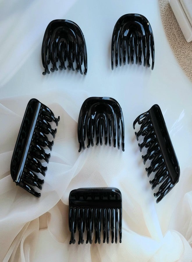 RHOSYN HAIR ACCESSORIES Elegant High Grip Black Claw Clips For Girls,Hair Claw Cluthers For Women Rectangular Clips Geometric Shape Hair Accessories Ponytail Holders Bun Shaper Pk-6 - Image 2