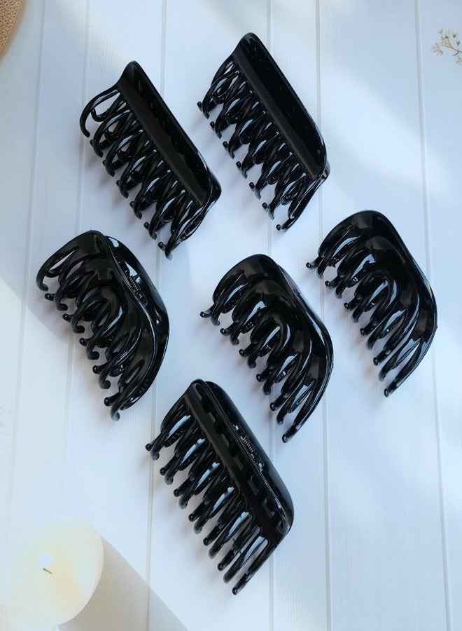RHOSYN HAIR ACCESSORIES Elegant High Grip Black Claw Clips For Girls,Hair Claw Cluthers For Women Rectangular Clips Geometric Shape Hair Accessories Ponytail Holders Bun Shaper Pk-6 - Image 4