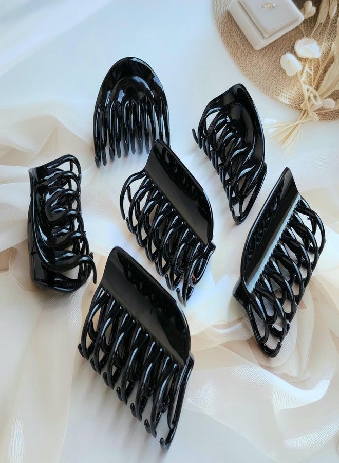RHOSYN HAIR ACCESSORIES Elegant High Grip Black Claw Clips For Girls,Hair Claw Cluthers For Women Rectangular Clips Geometric Shape Hair Accessories Ponytail Holders Bun Shaper Pk-6 - Image 3