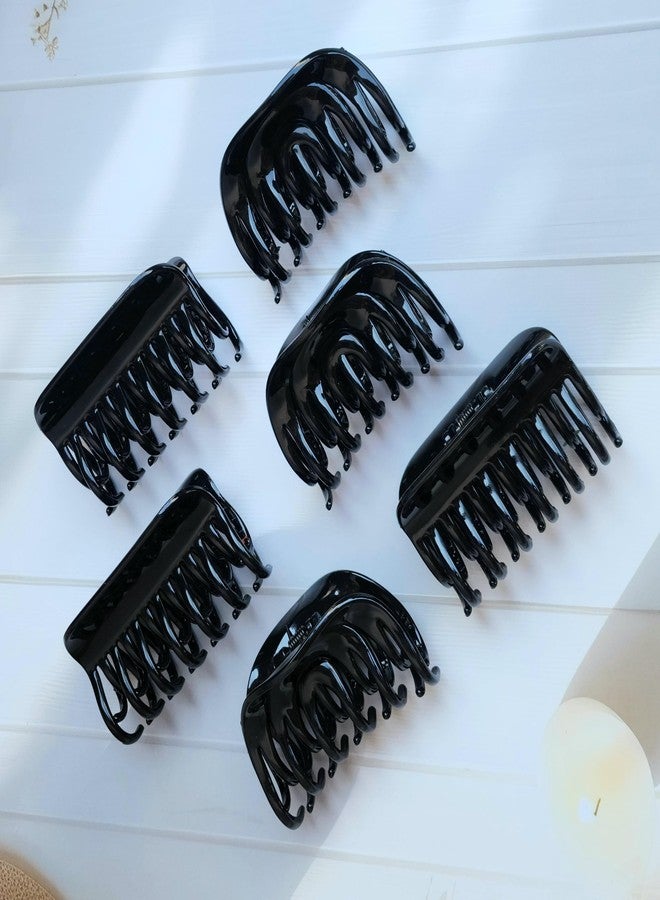 RHOSYN HAIR ACCESSORIES Elegant High Grip Black Claw Clips For Girls,Hair Claw Cluthers For Women Rectangular Clips Geometric Shape Hair Accessories Ponytail Holders Bun Shaper Pk-6 - Image 5