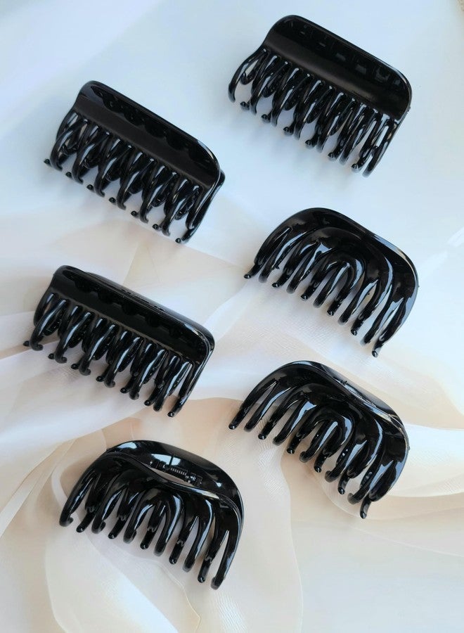 RHOSYN HAIR ACCESSORIES Elegant High Grip Black Claw Clips For Girls,Hair Claw Cluthers For Women Rectangular Clips Geometric Shape Hair Accessories Ponytail Holders Bun Shaper Pk-6 - Image 1
