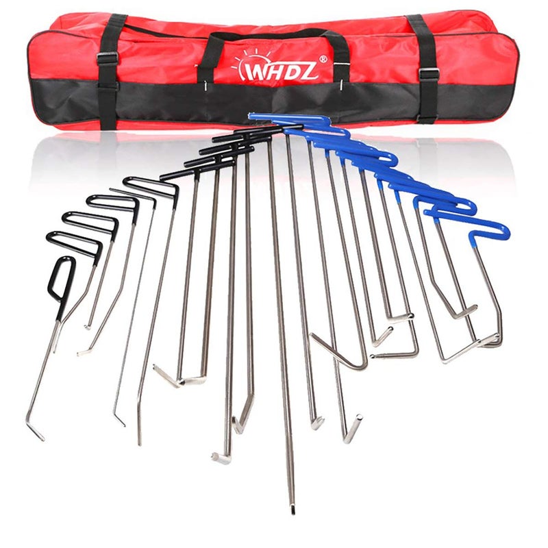 WHDZ Paintless Dent Repair Rods Tool 21Pcs Auto Body Paintless Dent Repair Tools Kit for Door Dings Hail Repair and Dent Removal