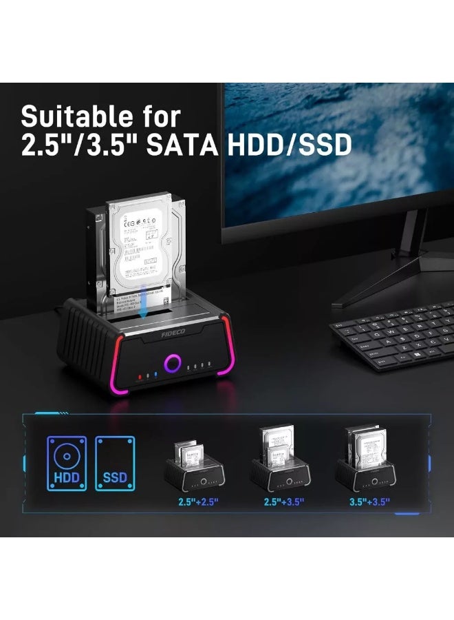 FIDECO USB 3.0 SATA HDD SSD Docking Station YPZ230R for 2.5" & 3.5" Hard Drives, Supports up to 16TB - Image 4