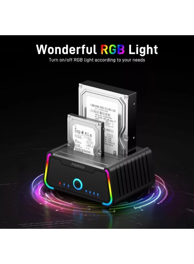 FIDECO USB 3.0 SATA HDD SSD Docking Station YPZ230R for 2.5" & 3.5" Hard Drives, Supports up to 16TB - Image 3