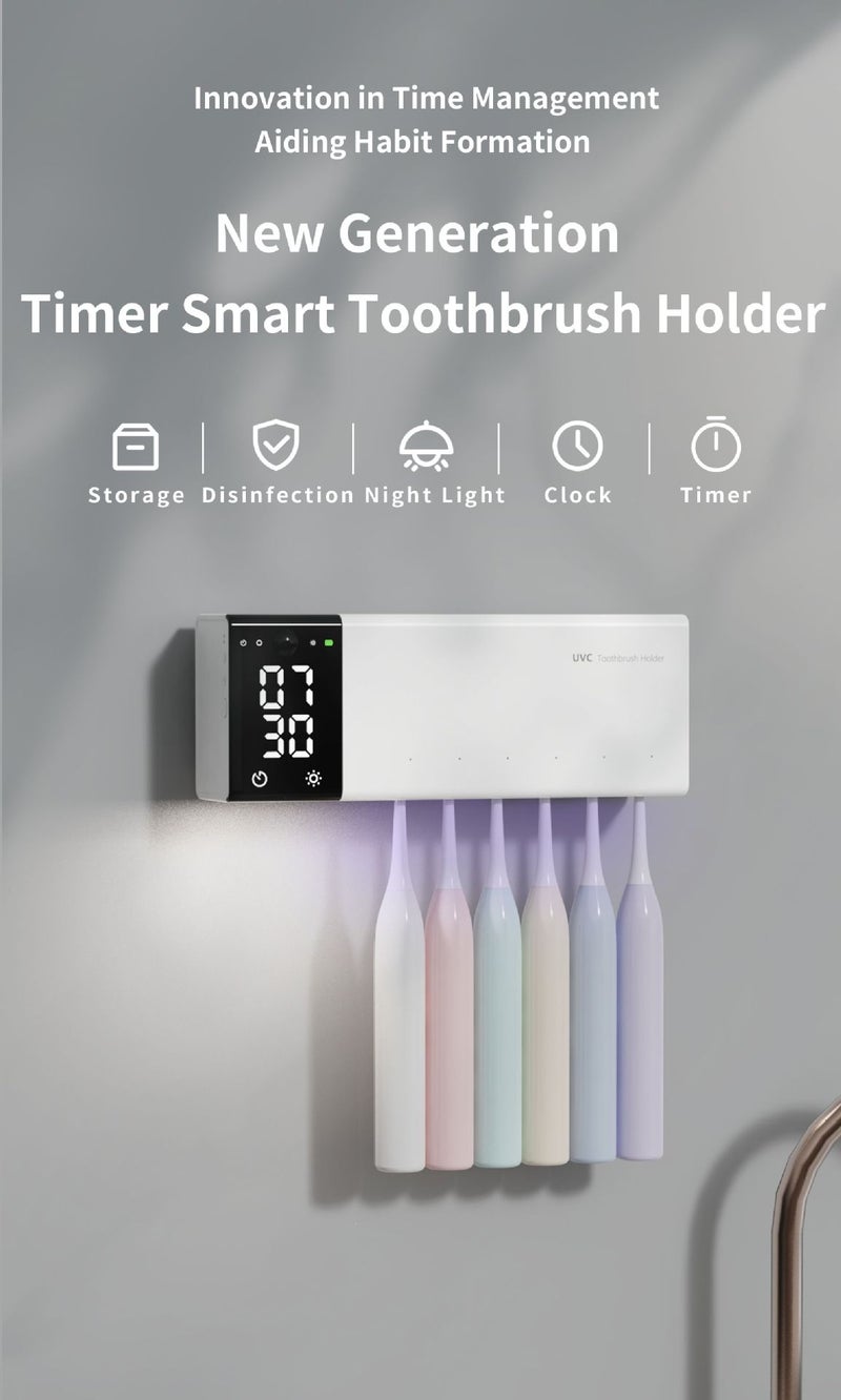 Toothbrush Disinfector with Clock, Night Light, Drying -  New Arrival - Image 3