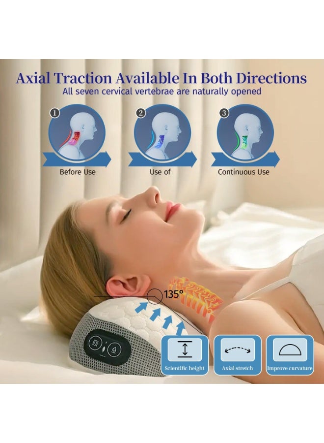 شو وو وسادة عنق كهربائية بمنفذ USB لتخفيف آلام الرقبة أثناء النوم، ودعم للرقبة من إسفنج الذاكرة القطني، وعلاج حراري وتدليك اهتزازي، ووسادة عنق للشد، وتقويم العظام، للاستخدام في المكتب والمنزل والسرير - Image 2