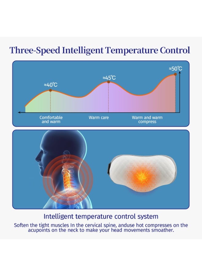 شو وو وسادة عنق كهربائية بمنفذ USB لتخفيف آلام الرقبة أثناء النوم، ودعم للرقبة من إسفنج الذاكرة القطني، وعلاج حراري وتدليك اهتزازي، ووسادة عنق للشد، وتقويم العظام، للاستخدام في المكتب والمنزل والسرير - Image 3