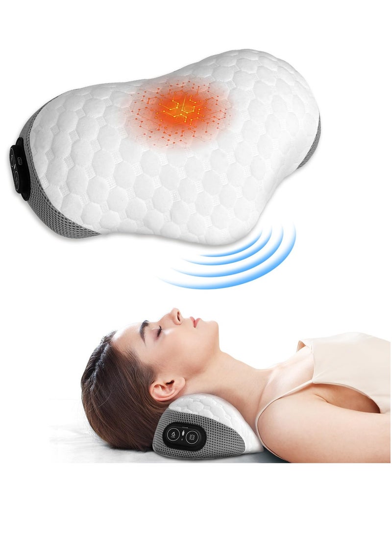 شو وو وسادة عنق كهربائية بمنفذ USB لتخفيف آلام الرقبة أثناء النوم، ودعم للرقبة من إسفنج الذاكرة القطني، وعلاج حراري وتدليك اهتزازي، ووسادة عنق للشد، وتقويم العظام، للاستخدام في المكتب والمنزل والسرير - Image 1