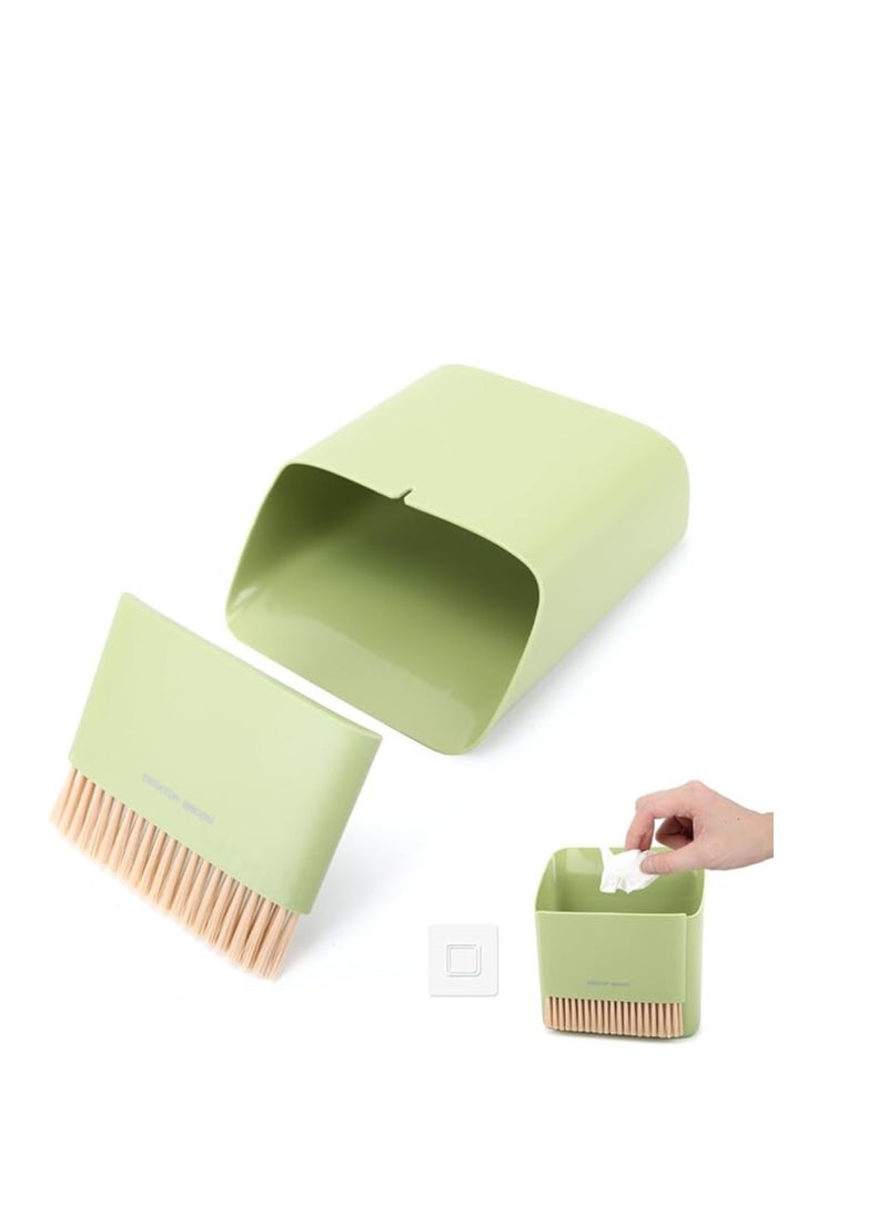 Generic Small Broom and Dustpan Set, Mini Hand Broom Brush,Multi Purpose Hanging Trash Can Soft Bristle Broom with Dust Pan Combo Set for Cleaning Home Kitchen/Desktops/Bedroom-Green  - Image 1