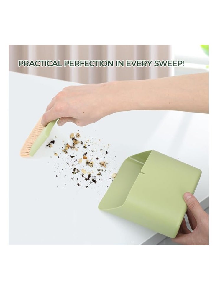 Generic Small Broom and Dustpan Set, Mini Hand Broom Brush,Multi Purpose Hanging Trash Can Soft Bristle Broom with Dust Pan Combo Set for Cleaning Home Kitchen/Desktops/Bedroom-Green  - Image 2
