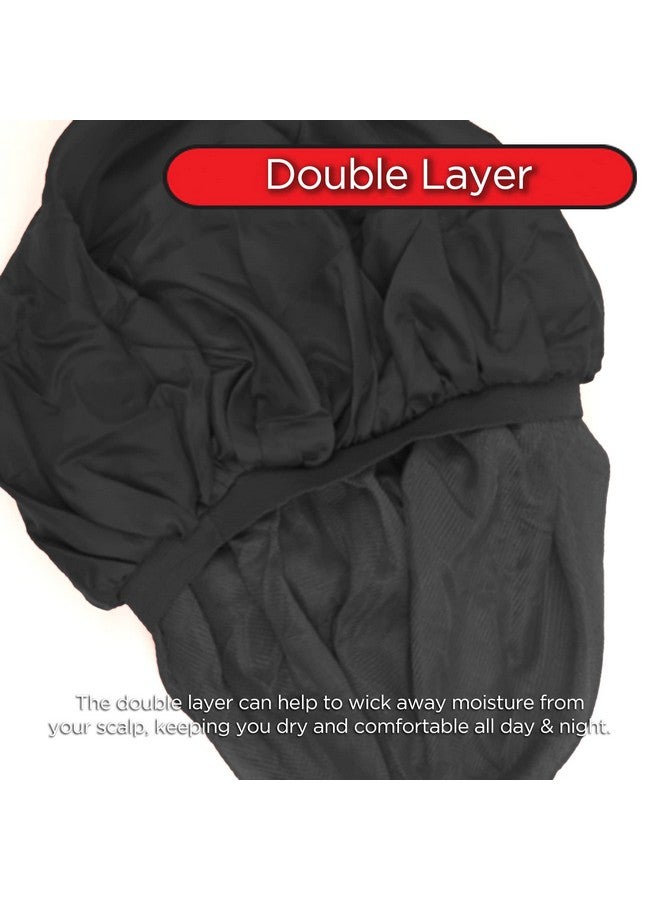 Donna Onna Super Jumbo Day & Night Cap Silk Bonnet For Women Satin Bonnet For Sleeping Hair Cap Shower Cap For Women Black  - Image 4