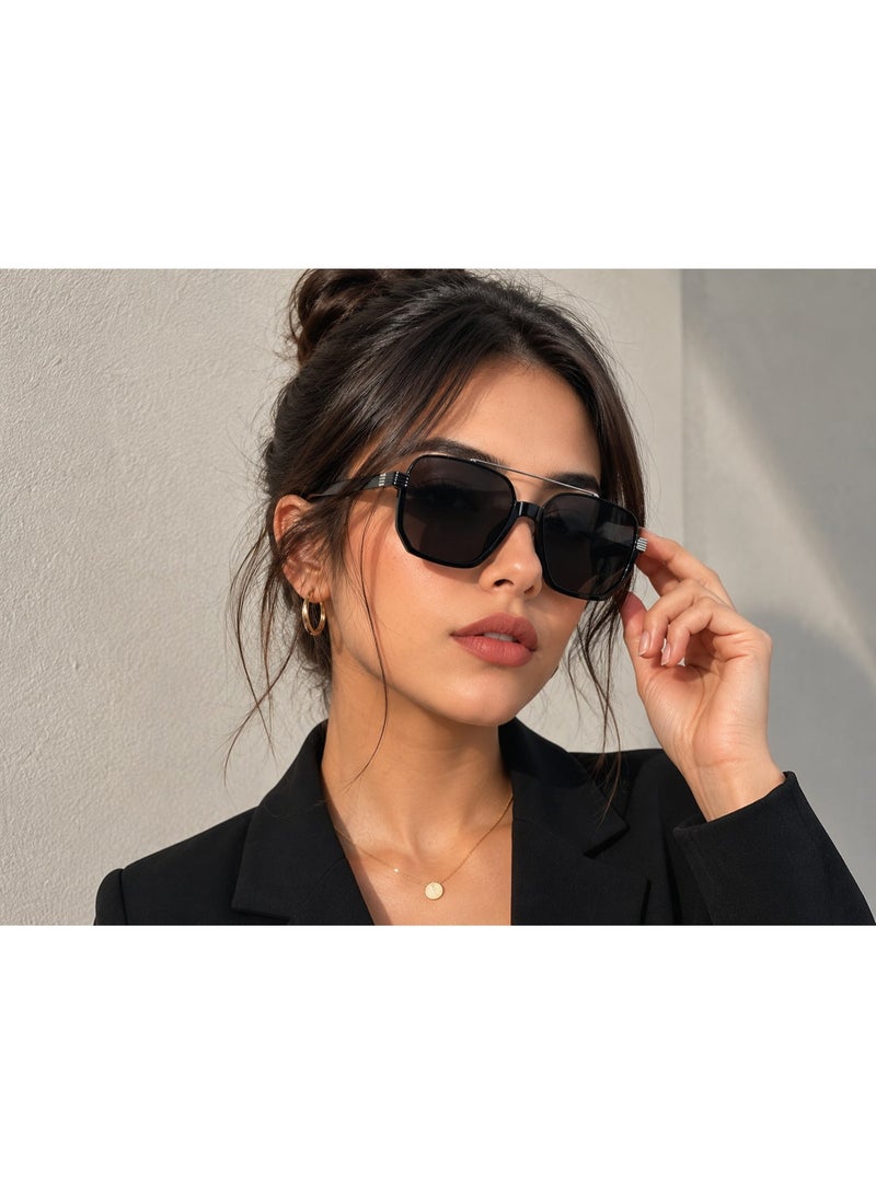 Shein Unisex Oversized Fashion Sunglasses with Black Lenses - Image 2