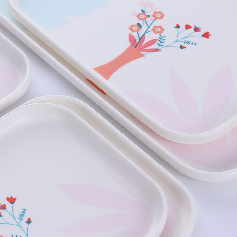 plate Fruit Tray Flower Pattern Breakfast Snack Tray Household Tableware for Home Shop Restaurant (Middle Size) - Image 2