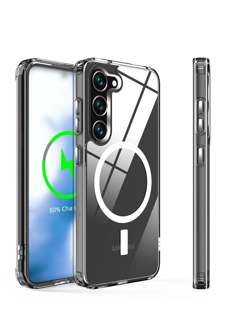 HEXABEX Magnetic Phone Case for Samsung Galaxy S23 6.1" Shockproof Clear Cell Phone Case Works with Wireless Charging Magsafe  - Image 1