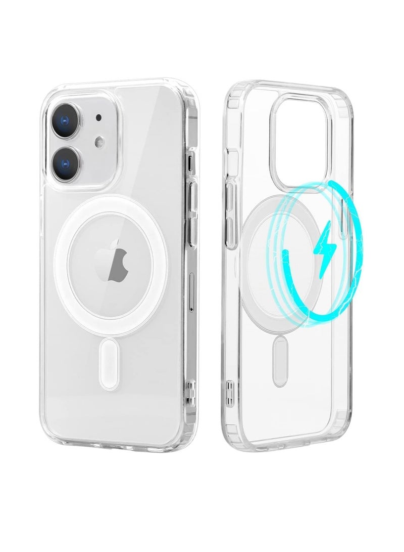 Case For iPhone 11 Clear Magnetic Cover MagSafe Compatible - Hybrid Protective Crystal Clear Hard Back Case - Shockproof Silicone Frame - Slim Transparent Case for Apple iPhone 11  - Image 1
