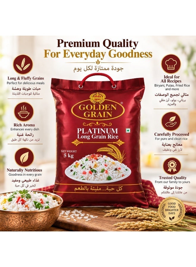 Golden Grain Platinum Long Grain Rice, INDIA 5 KG - Image 3