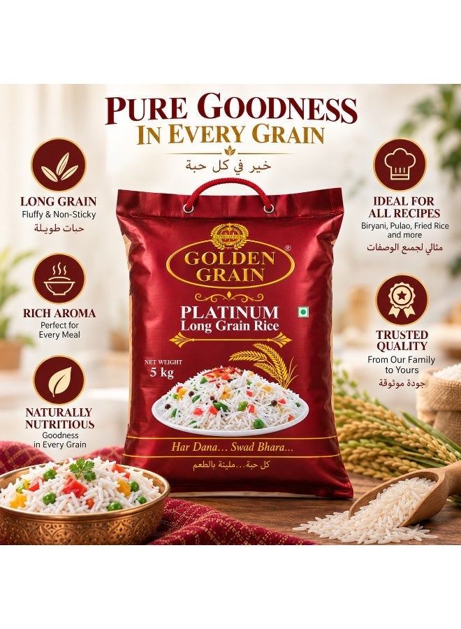 Golden Grain Platinum Long Grain Rice, INDIA 5 KG - Image 4