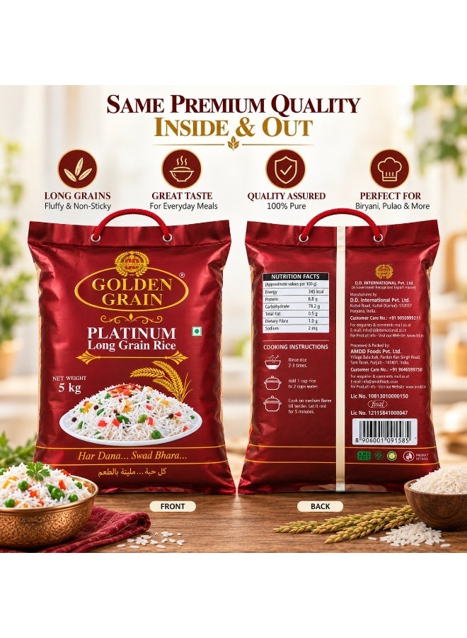 Golden Grain Platinum Long Grain Rice, INDIA 5 KG - Image 5