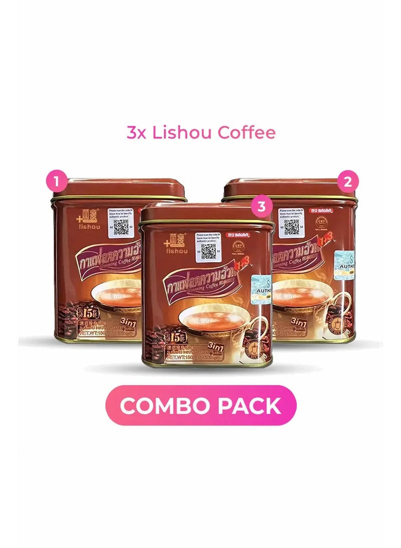 3x Lishou – Slimming Instant Coffee in Can 10 G X 15