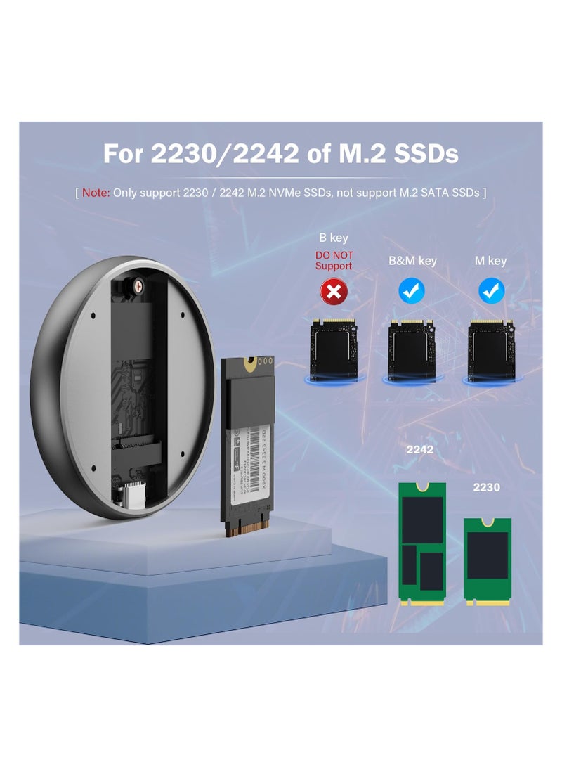 Magnetic M.2 2230 2242 NVMe Enclosure, SSD to USB C Enclosure Compatible with Magsafe for iPhone 15 Pro Max ProRes, M.2 to USB SSD Reader M Key  B+M Key, Type C 10Gbps, Aluminum Alloy SSD Case - Image 3