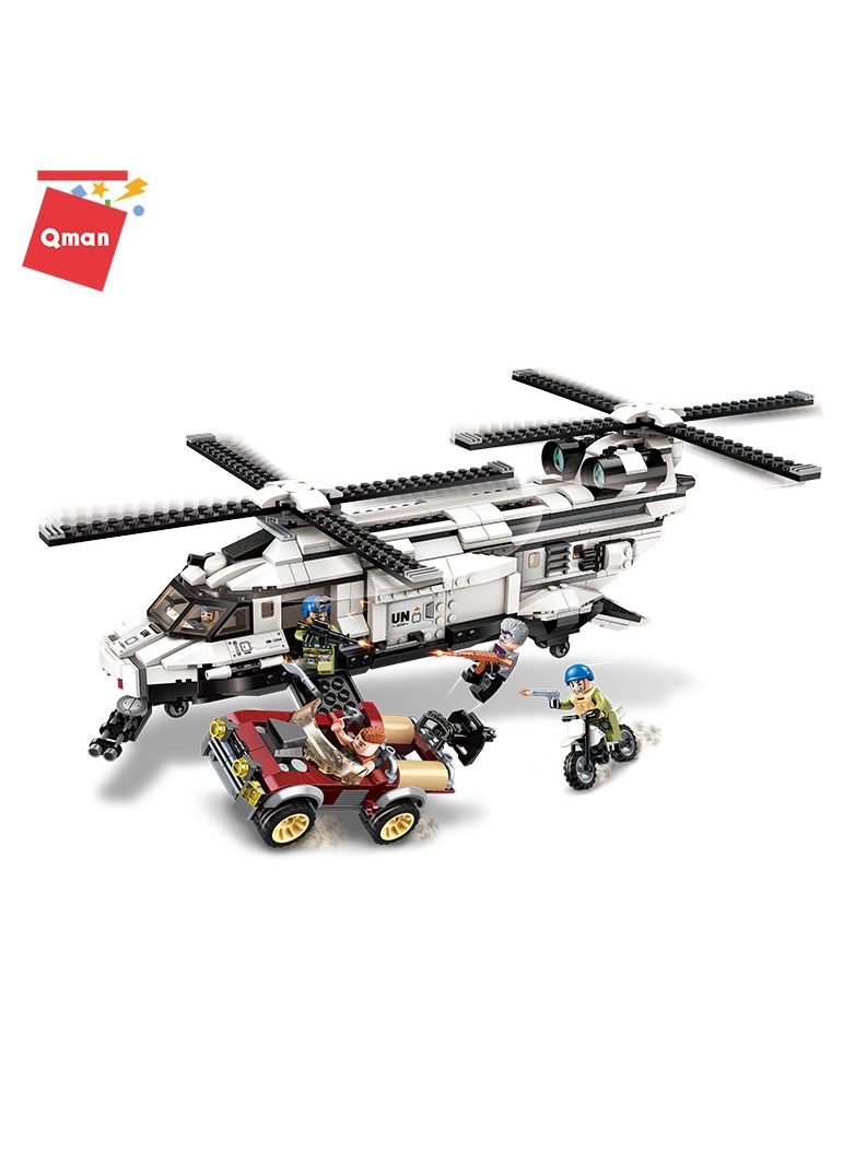 Qman Thunder Mission Military Helicopter 648 Pieces - C3208 