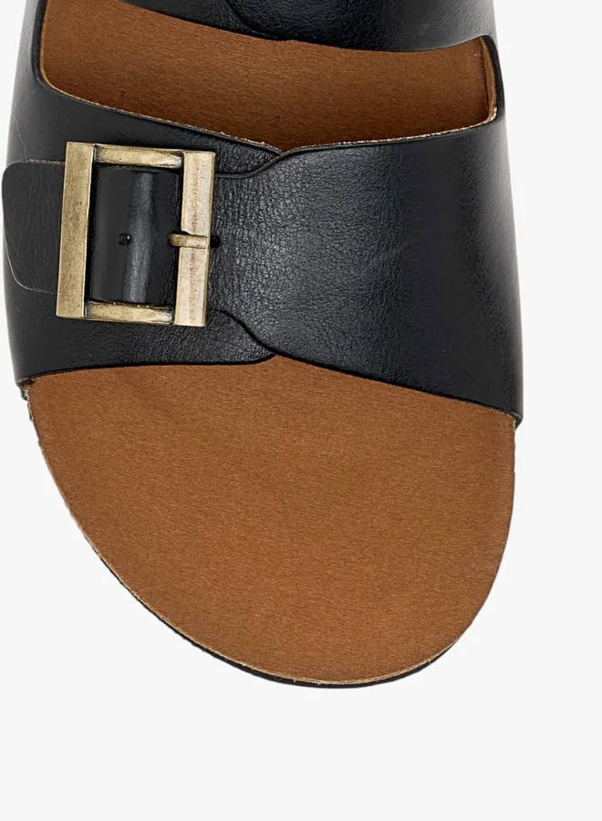 Paprika BLACK Women's Buckle Accent Slip-On Sandals for Women | Best Price UAE