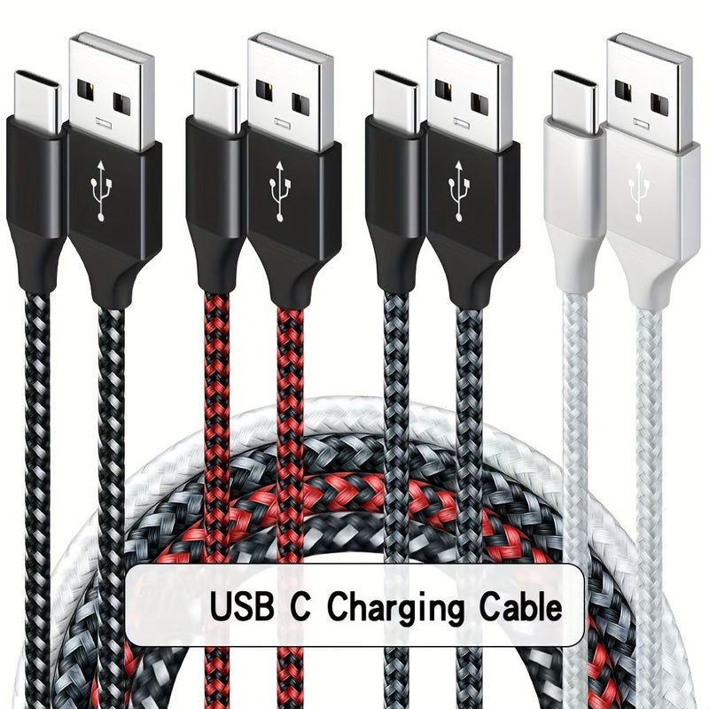 كابل USB-C، عبوة من 3 قطع، طول 6.6 قدم، لون أسود، سلك شحن سريع لأجهزة آيفون وسامسونج وأندرويد - Image 3