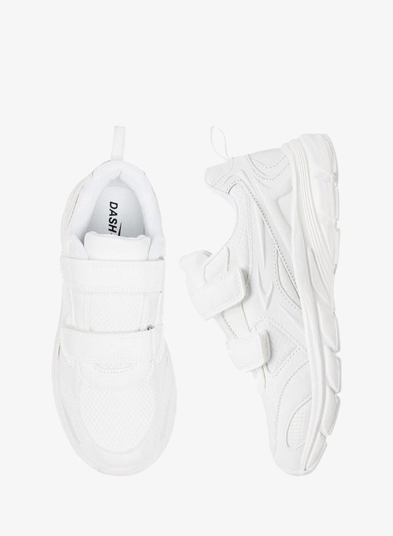 Dash Panelled School Shoes with Hook and Loop Closure - Image 3