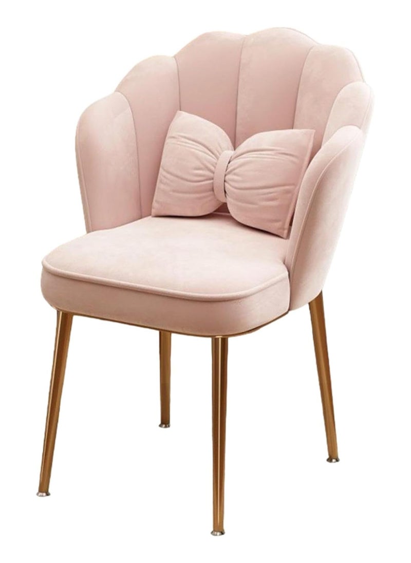 Blueland Dressing Chair, Makeup Chair, Vanity Stool with cushion Makeup Room for Women Girls, Suitable for Living Room Bedroom, Corridor Entrance, Accent Chair for Home Beauty Parlour, Saloon (Pink)  - Image 1