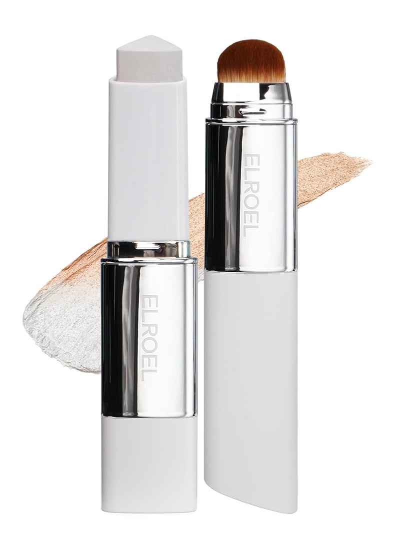 ELROEL BLANC Cover Cream Stick V - Korean Color-Changing Foundation with Detachable Brush - Full to Medium Coverage Base Makeup | 201 Light |  0.45 oz - Image 1