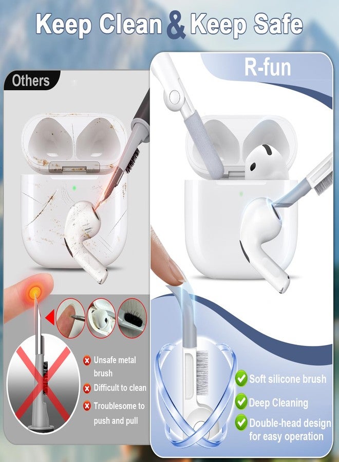 R-fun غطاء حماية R-fun لسماعات AirPods من الجيل الرابع مع طقم تنظيف، غطاء سيليكون ناعم مع سلسلة مفاتيح، غطاء حماية كامل للرجال والنساء، متوافق مع أحدث سماعات Apple AirPods 4 لعام 2024، أزرق داكن - Image 5