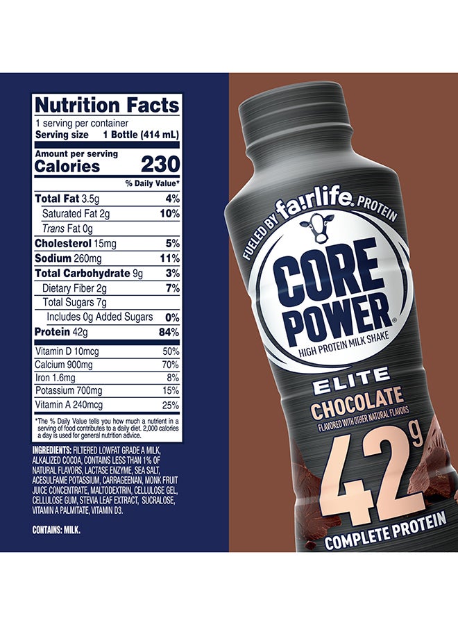 Fairlife فيرلايف كور باور هاي بروتين ميلك شيك إيليت شوكليت 414 مل , مع 42G بروتين, 1X6 باك - Image 3