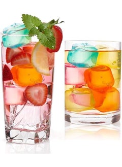 Reusable Plastic Ice Cube Molds and Trays | Filled with Pure Water (MultiColor - Cube Shape)