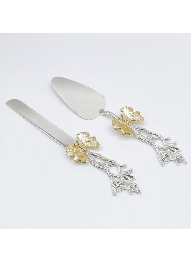 WINON 2PCS Butter Fly Design Cake knife serving set 